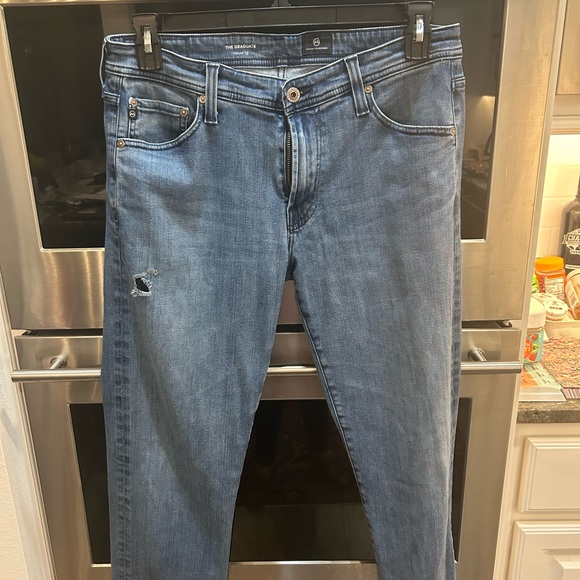 Ag Adriano Goldschmied  “the graduate” Jeans size 32 men’s; has hole near thigh - Picture 1 of 4